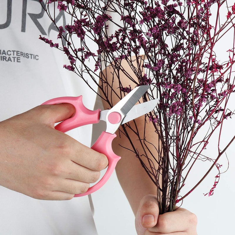 Jasni Garden Pruning Shears Scissors with Comfort Grip Handle, Premium Steel Professional Floral Scissors, Perfect for Arranging Flowers, Pruning, Trimming Plants, Gardening Tool (Pink) - Image 5